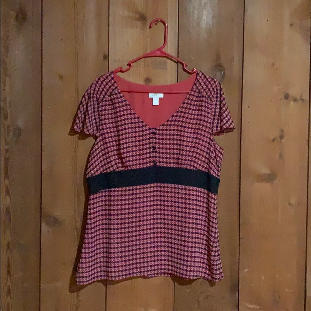Loft Red & Black Pattern Dress Shirt